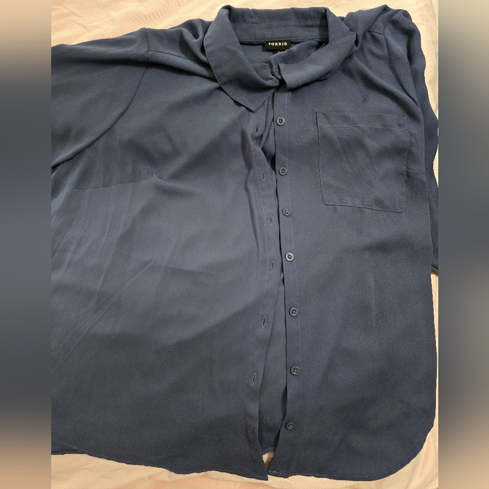 Steel Blue button down blouse